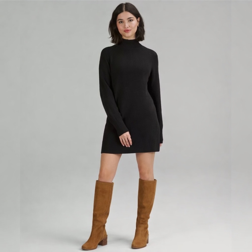 Lululemon Merino Wool Blend Knit Sweater Dress Black Size 4 NWT
